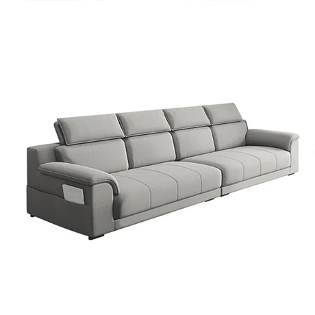 Gray Cotton Linen Large Left Sofa Chaise with Storage Image - 2