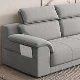 Gray Cotton Linen Large Left Sofa Chaise with Storage Image - 5