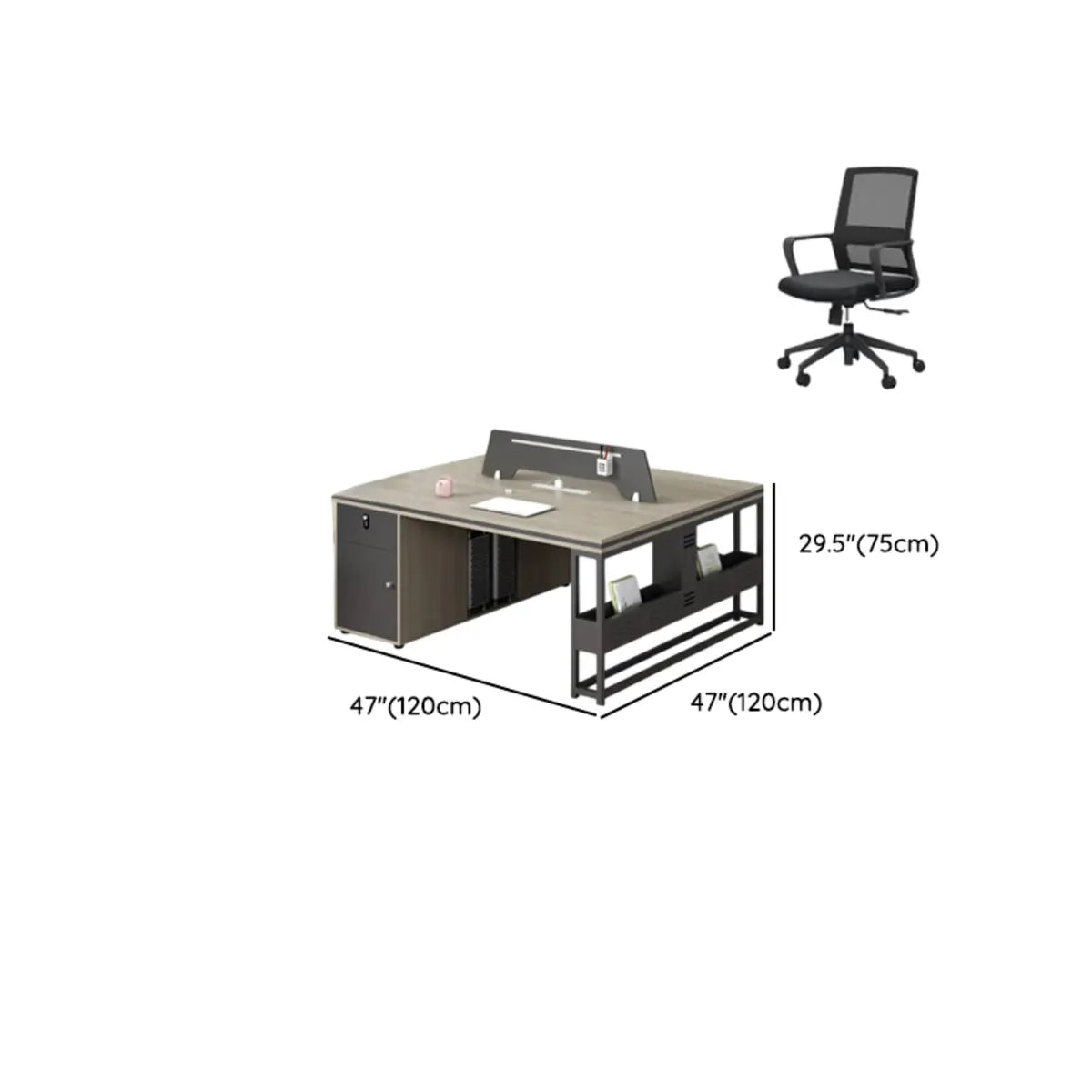 Gray Exterior Shelf Large Writing Office Furniture Set Image - 33