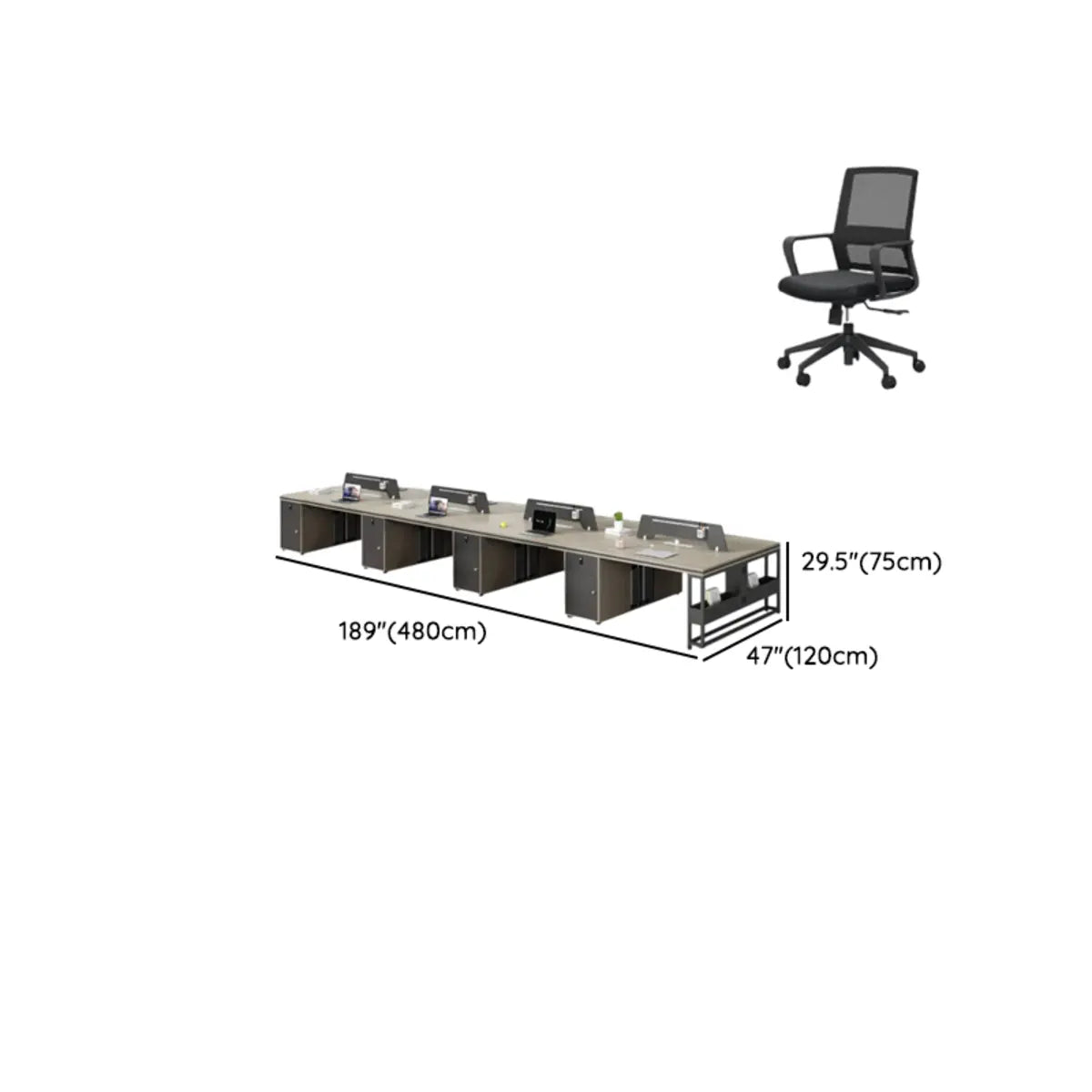 Gray Exterior Shelf Large Writing Office Furniture Set Image - 41