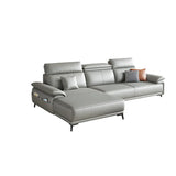 Gray Genuine Leather Cushion Back Storage Sofa Chaise Image - 5