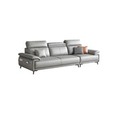 Gray Genuine Leather Cushion Back Storage Sofa Chaise Image - 7