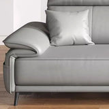 Gray Genuine Leather Cushion Back Storage Sofa Chaise Image - 9