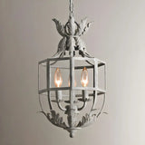 Gray Iron Small Cage Chain Candle Foyer Chandelier Image - 1