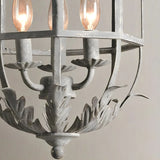 Gray Iron Small Cage Chain Candle Foyer Chandelier Image - 4