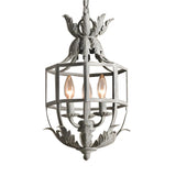 Gray Iron Small Cage Chain Candle Foyer Chandelier Image - 6