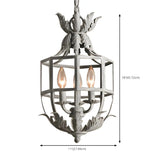 Gray Iron Small Cage Chain Candle Foyer Chandelier #size