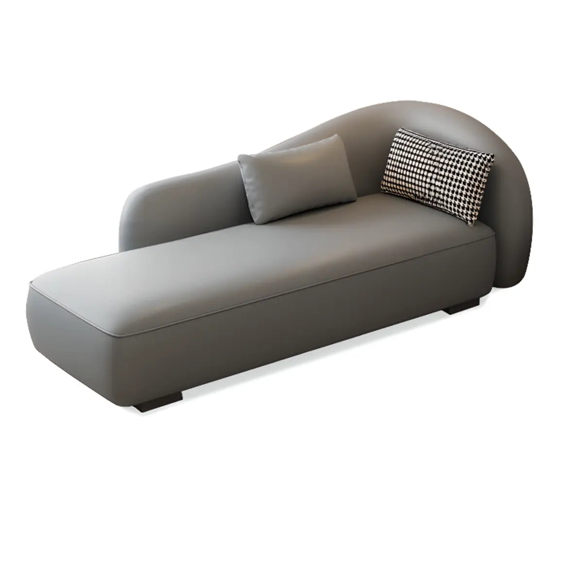 Gray Large Curved Leather Reclining Chaise Lounge Sofa Image - 11