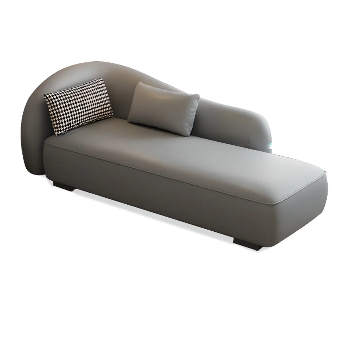 Gray Large Curved Leather Reclining Chaise Lounge Sofa Image - 9