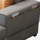 Gray Leather Cushion Back L-Shape Recliner Sofa Chaise Image - 9