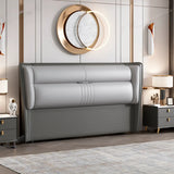 Gray Leather Upholstered Rectangle Full Size Headboard Image - 1