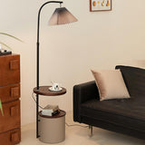 Gray Pleated Shade Multifunctional Shelf Floor Lamp Image - 1