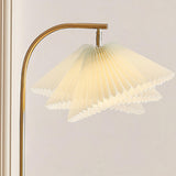 Gray Pleated Shade Multifunctional Shelf Floor Lamp Image - 10