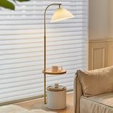 Gray Pleated Shade Multifunctional Shelf Floor Lamp Image - 2