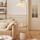 Gray Pleated Shade Multifunctional Shelf Floor Lamp Image - 3