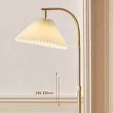 Gray Pleated Shade Multifunctional Shelf Floor Lamp Image - 9