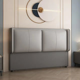 Gray Rectangular Upholstered Full Headboard with Legs Image - 1