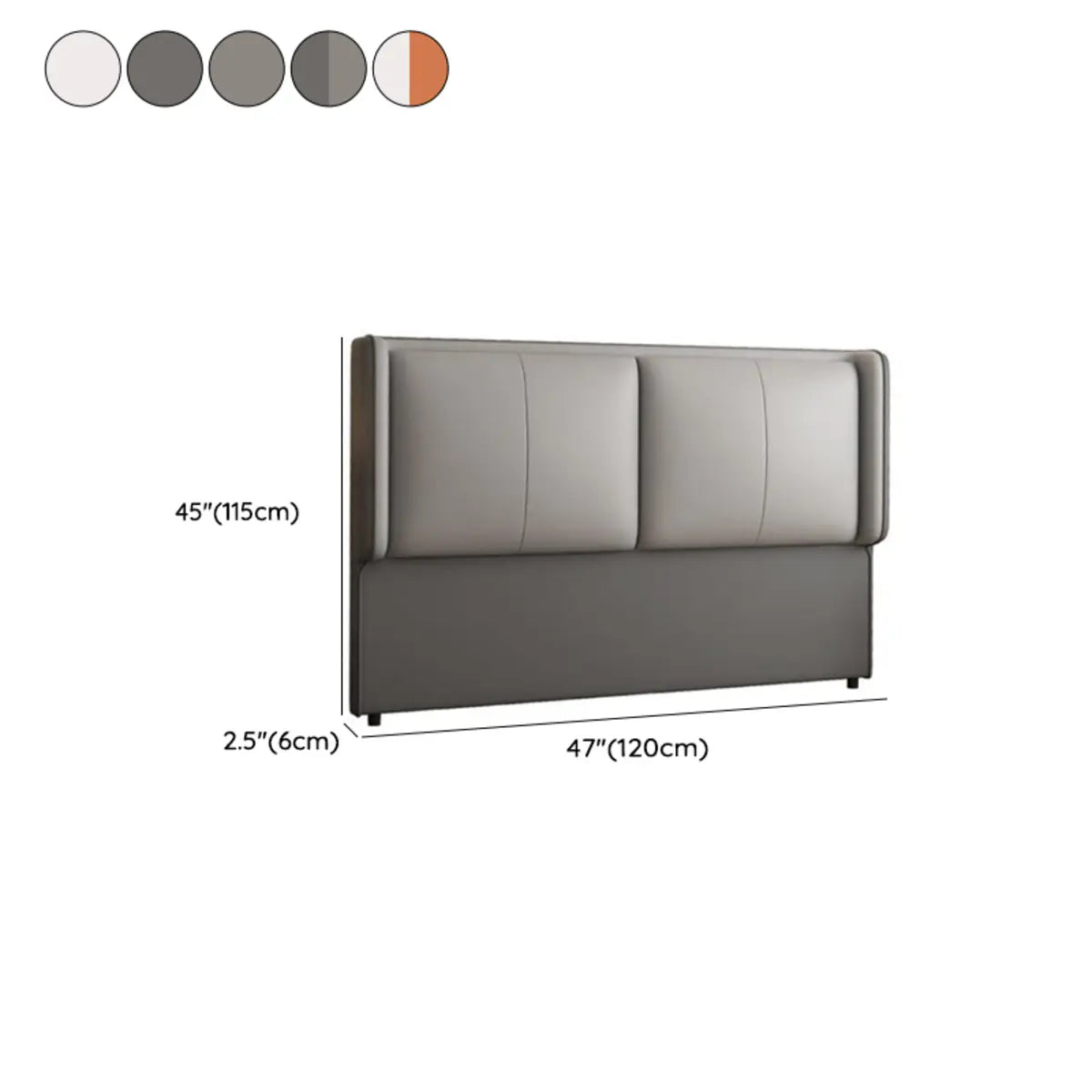 Gray Rectangular Upholstered Full Headboard with Legs 