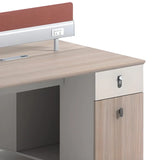 Gray Red Rectangle Exterior Shelf Storage Computer Desk Image - 10