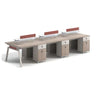 Gray Red Rectangle Exterior Shelf Storage Computer Desk Image - 5