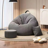 Gray Round Cotton Blend Bean Bag Chair with Storage Image - 1