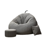 Gray Round Cotton Blend Bean Bag Chair with Storage Image - 6