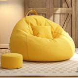 Gray Round Cotton Blend Bean Bag Chair with Storage Image - 8