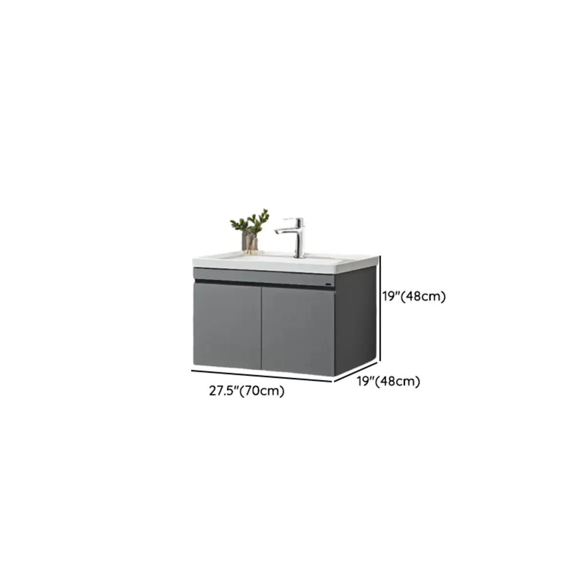 Gray Single Sink MDF Storage Bathroom Vanity with Shelves Image - 20