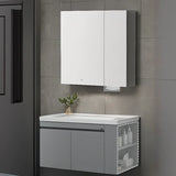 Gray Single Sink MDF Storage Bathroom Vanity with Shelves Image - 5