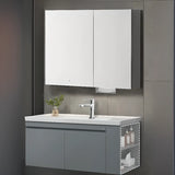 Gray Single Sink MDF Storage Bathroom Vanity with Shelves Image - 6