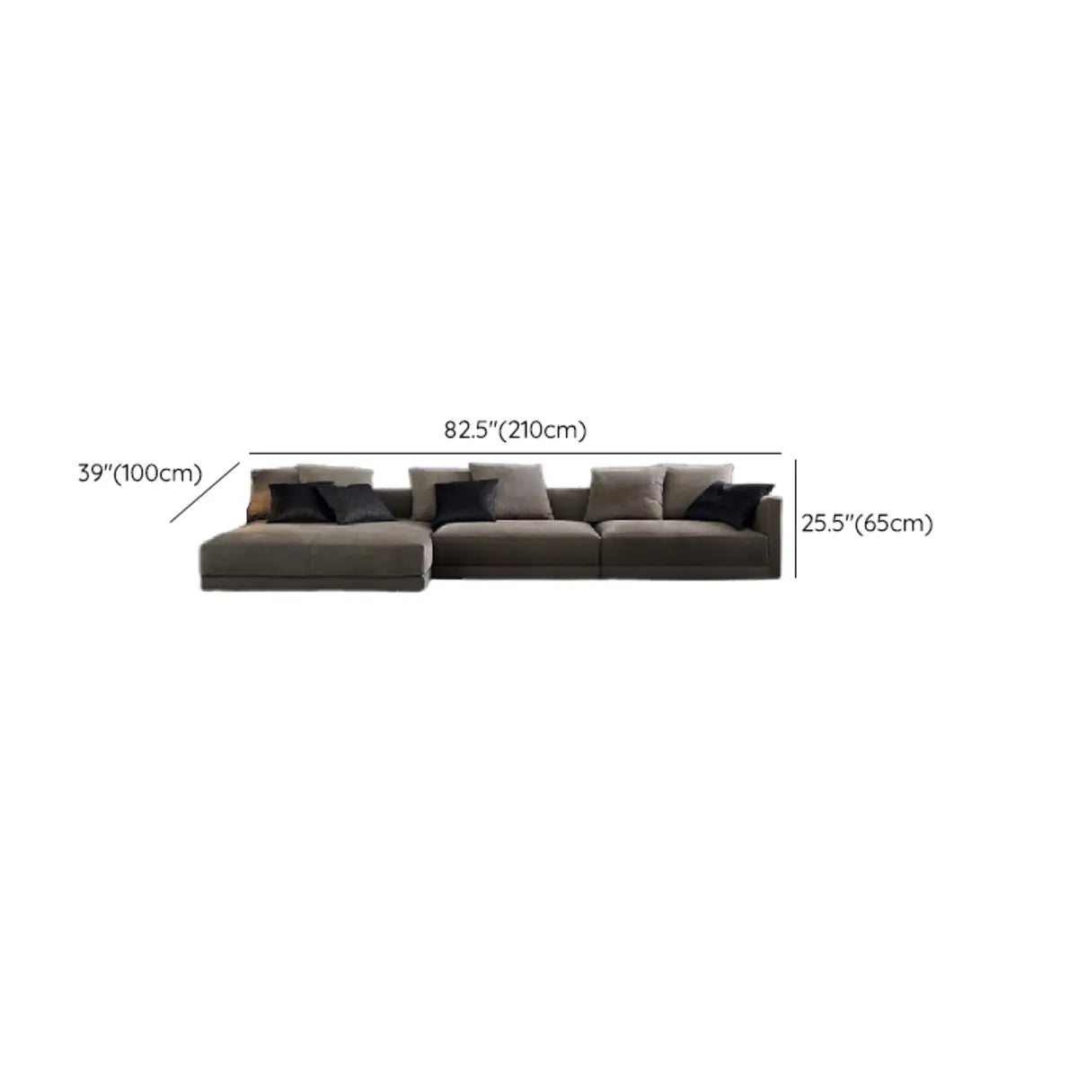 Gray Square Arm Cotton Linen Tufted Corner Sectional 