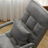 Gray Square Cotton Linen Small Recliner with Pocket Image - 11