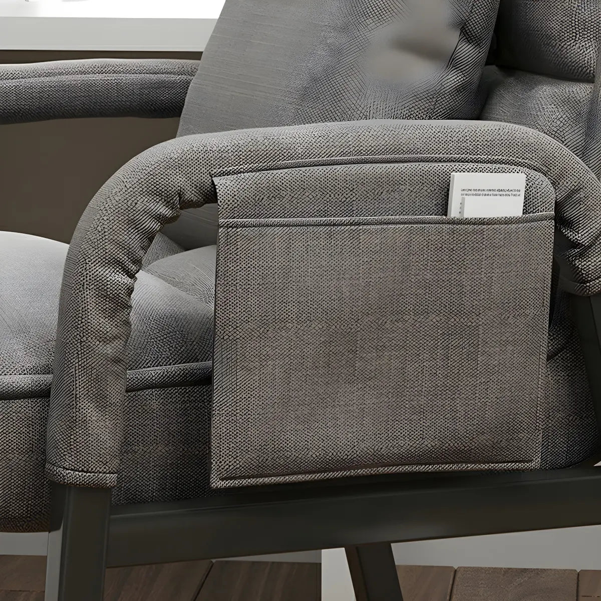 Gray Square Cotton Linen Small Recliner with Pocket Image - 13