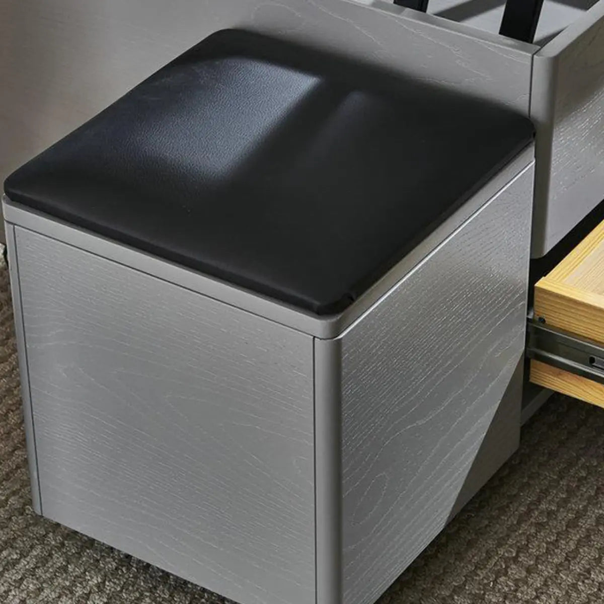 Gray Stone Lift Top Casters Coffee Table with Drawers Image - 9