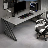 Gray Stone Rectangle Black Metal Sled Gaming Desk Image - 3