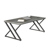 Gray Stone Rectangle Black Metal Sled Gaming Desk Image - 5