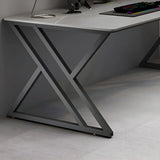 Gray Stone Rectangle Black Metal Sled Gaming Desk Image - 7