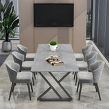 Gray Stone Sled Rectangle Conference Table 6 People Image - 3