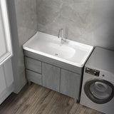 Gray Storage Drawers Wood Free-standing Bathroom Vanity Image - 2