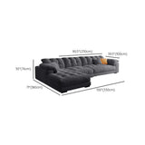 Gray Tech Cloth Recessed Arm Tufted Back Sofa Chaise Image - 14