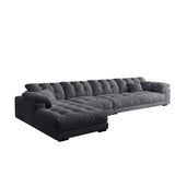 Gray Tech Cloth Recessed Arm Tufted Back Sofa Chaise Image - 5