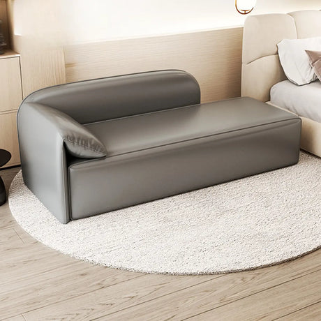 Gray Upholstered PU Leather Pillow Chaise Lounge Sofa Image - 1