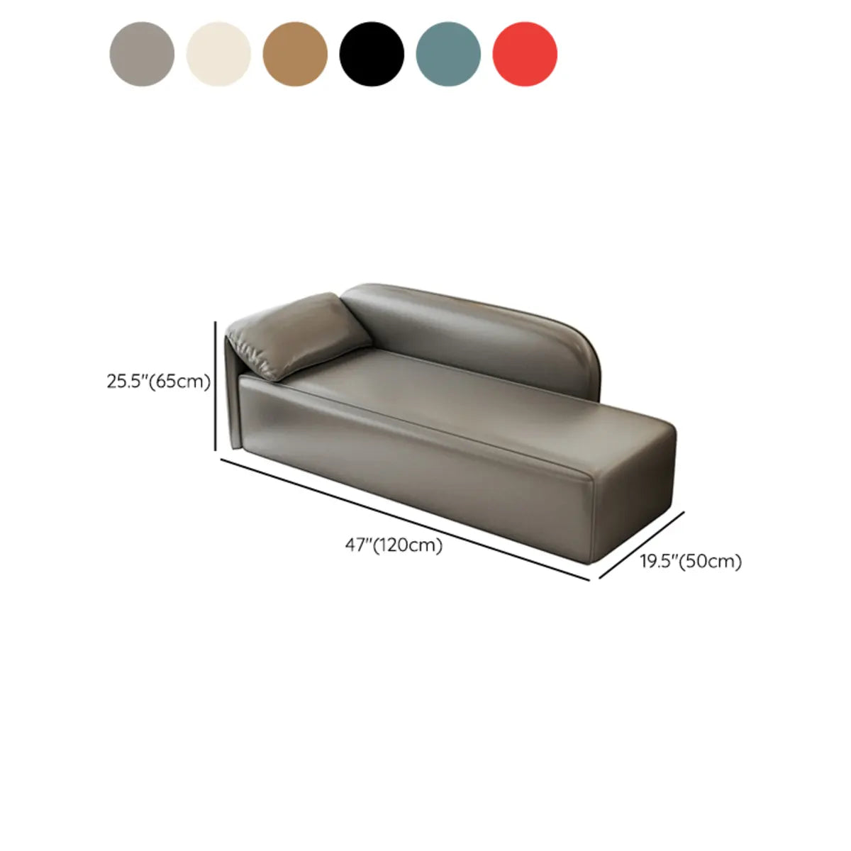 Gray Upholstered PU Leather Pillow Chaise Lounge Sofa 