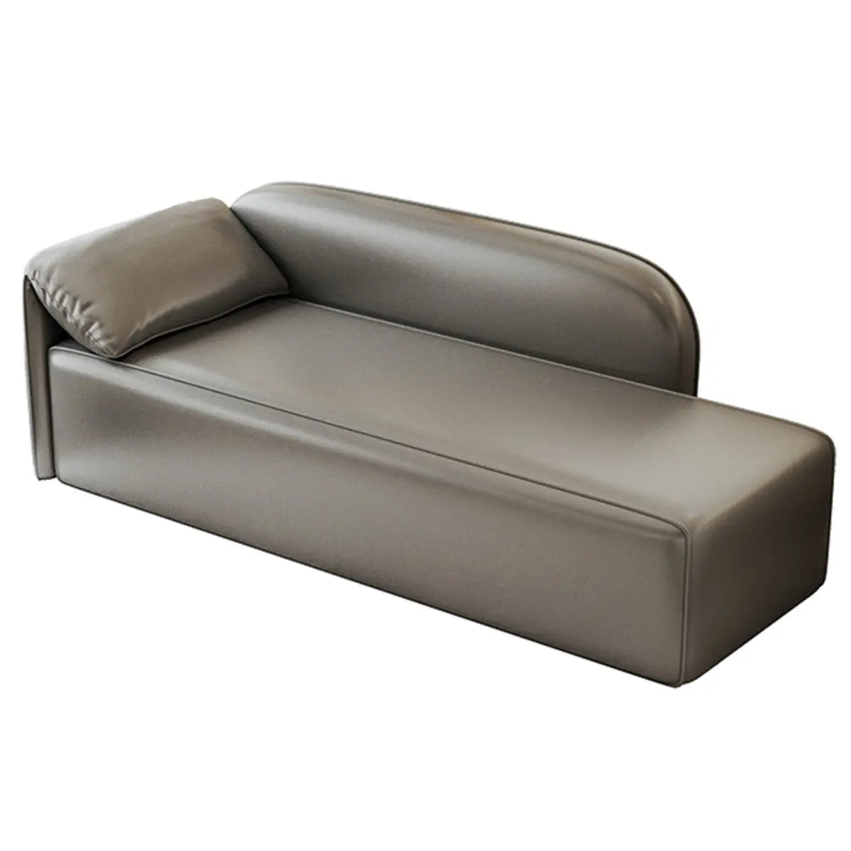 Gray Upholstered PU Leather Pillow Chaise Lounge Sofa Image - 8