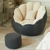 Gray-White Medium Round Cotton Blend Lounge Bean Bag Image - 2