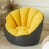 Gray-White Medium Round Cotton Blend Lounge Bean Bag Image - 7