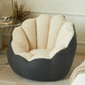 Gray-White Medium Round Cotton Blend Lounge Bean Bag Image - 9