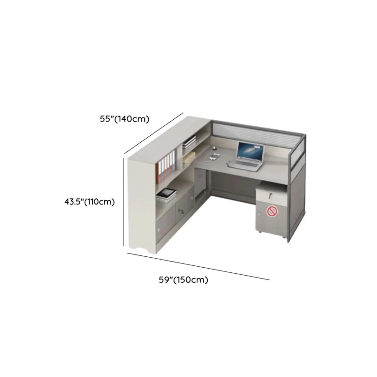 Gray Wood Cabinet Side Storage Rectangle Writing Desk 