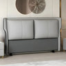 Gray Wood Frame Upholstered Wingback Headboard with Leg Image - 1