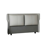 Gray Wood Frame Upholstered Wingback Headboard with Leg Image - 10